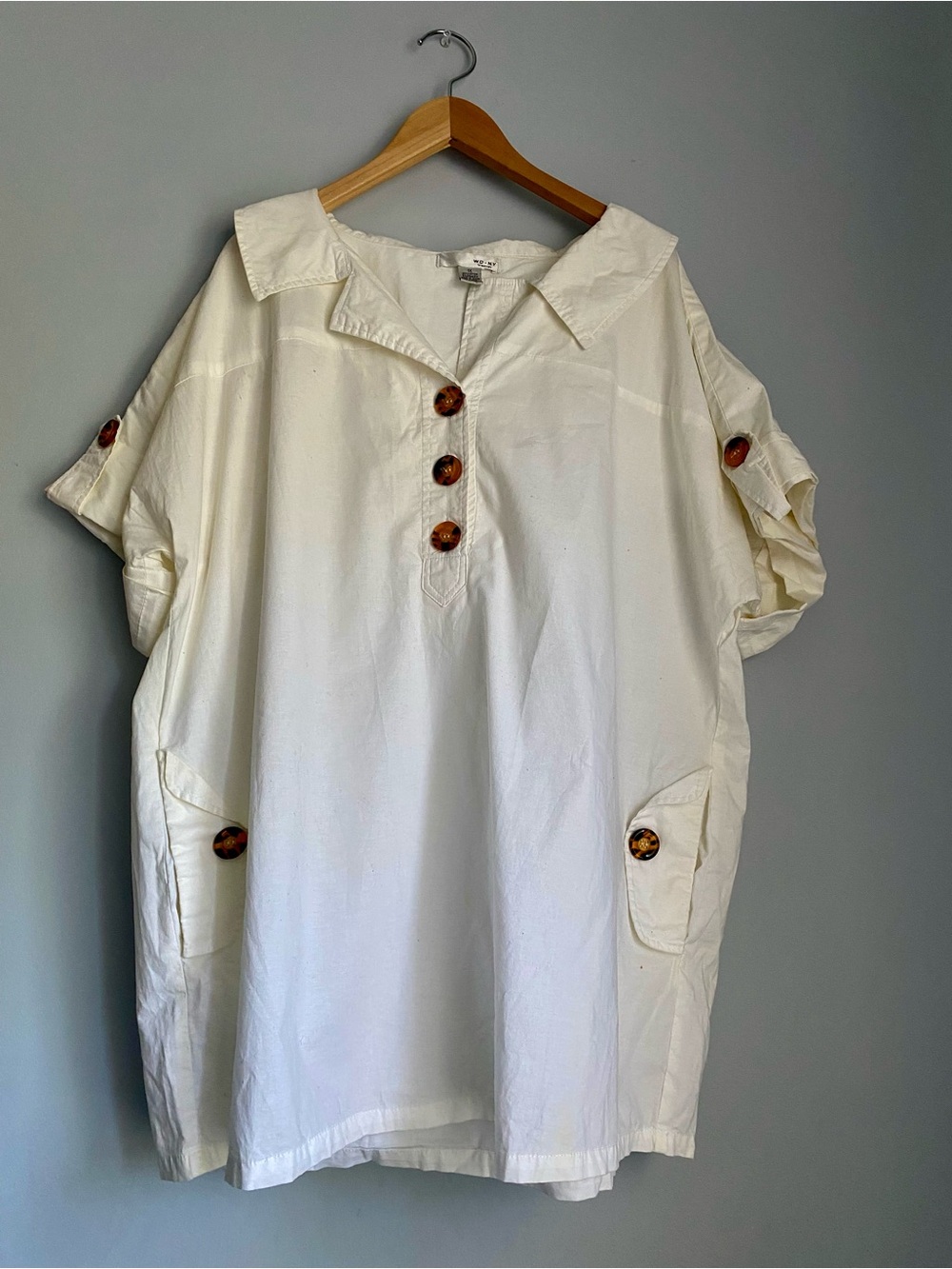 Cream Oversized Button Detail Tunic